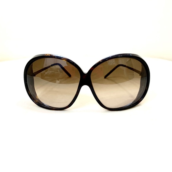 MARNI Vintage Dark Tortoiseshell Round Over Sized Brown Lens Sunglasses Case - Picture 3 of 11